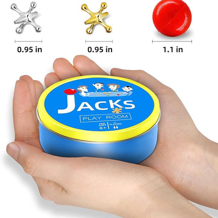 Sisland 2 Packs Metal Jacks Game with Ball, Classic Jax Game Toy for Kids Adults, Old School Jackstones Games Set (24 Jacks + 4 Balls)