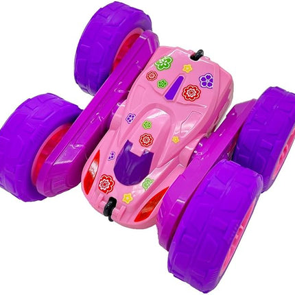 Threeking RC Stunt Cars Remote Control Car Toys with Lights Double-Sided Driving Gifts Presents 6 7 8 9 10 11 12 Year Old Girls Pink