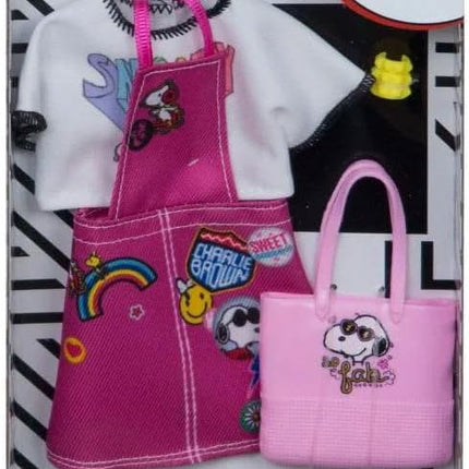 Barbie Fashion Peanuts Character Outfit Set – Bundle of 4 Clothing Packs with Accessories | Fits Most Dolls | Snoopy & Friends Themed Wardrobe | Ages 3+