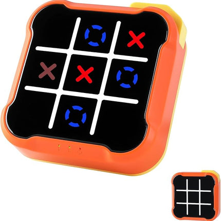 Tic Tac Toe Game, 4 in 1 Handheld Educational Game Machine, Electronic Tic Tac Toe Game for Education and Memory Growth, Home, Toy Board Game for Kids and Adults (Orange)