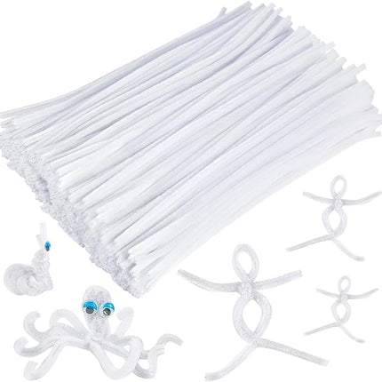Caydo 400 Pieces White Pipe Cleaners Chenille Stems for DIY Art Craft Party Valentine's Day Decorations, 6mm x 12inch