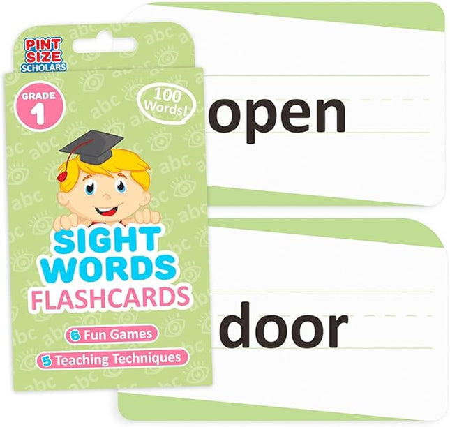 100 Vocabulary Flash Cards for Sight Words - 6 Learning Games per Deck for Preschool & Elementary Early Learning - 1st Grade