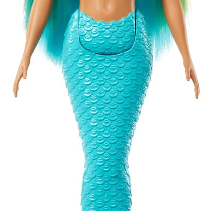 Barbie Mermaid Doll with Two-Tone Blue & Yellow Fantasy Hair & Headband Accessory, Toy with Shell Bodice & Turquoise Tail