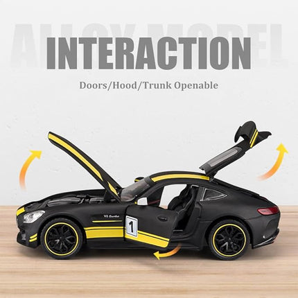 1/24 Benz AMG GTR Model Car Alloy Diecast Pull Back Vehicle Cars with Lights AMG GTR Toy Car Great Gift for Boys & Girls