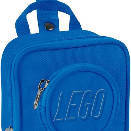 LEGO Kids Brick Mini Backpack Accessory Pouch with Novelty Backstraps, Snaps to Belt or Full-Size Backpack, Holds Small Items like Keys & Headphones, Blue