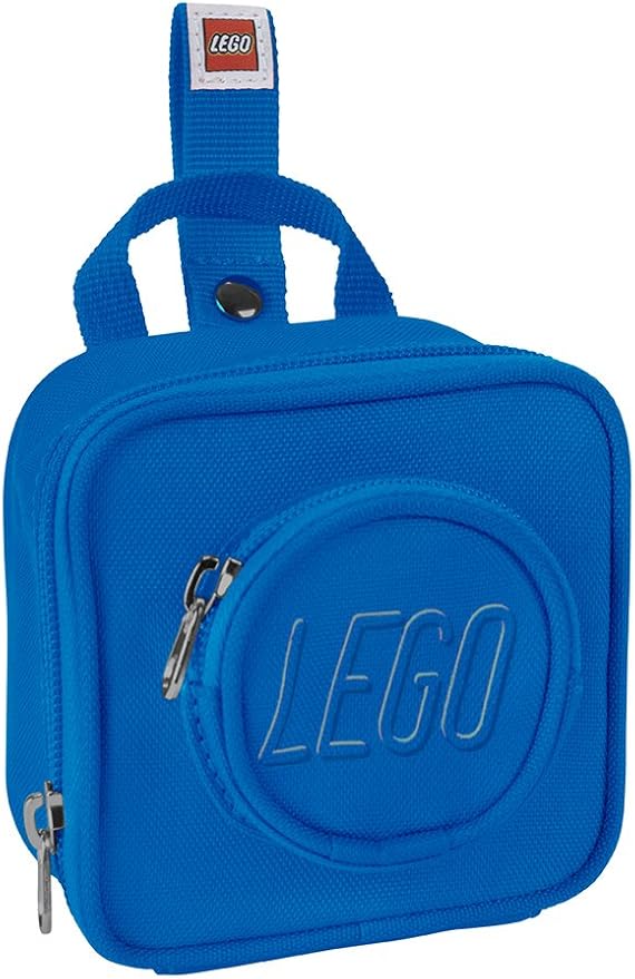 LEGO Kids Brick Mini Backpack Accessory Pouch with Novelty Backstraps, Snaps to Belt or Full-Size Backpack, Holds Small Items like Keys & Headphones, Blue