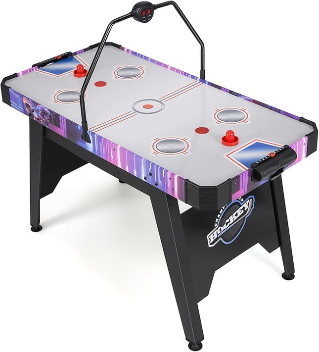 GYMAX Air Hockey Table, 56 Inch Air Hockey Arcade Game Table with Powerful 12V Motor and LED Digital Scoreboard, Includes 2 Pushers and 2 Pucks, for Home, Game Room and Office