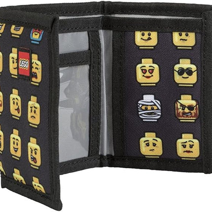LEGO Trifold Wallet, Kids Unisex Wallet for Boys and Girls, with Clear ID Window, Card and Cash Pockets and Secure Hook and Loop Closure, Minifigure