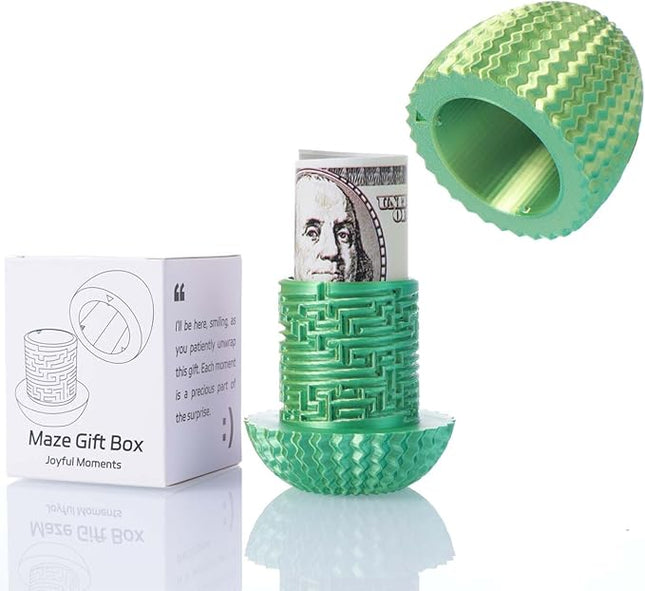 Egg-Shaped Maze Gift Box - Money Box for Cash Gifts, Puzzle Box for Boys & Girls, Easter Gift Box with Hidden Compartments, Easter Present for Birthdays & Special Occasions (Yellow-Green Gradient)