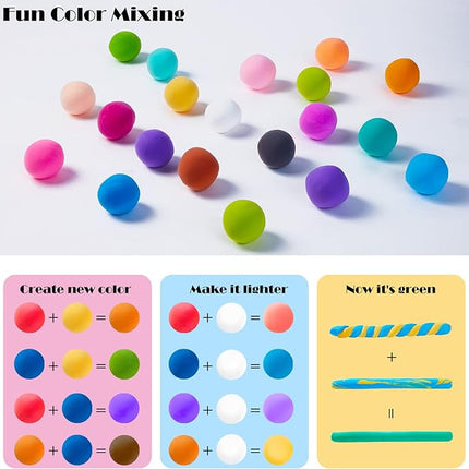 EDIFON Magic Modeling Clay, 24 Colors with Sculpting Tools, Non-Toxic Self Drying Soft Clay for Kids and Adults, Gift for Boys and Girls