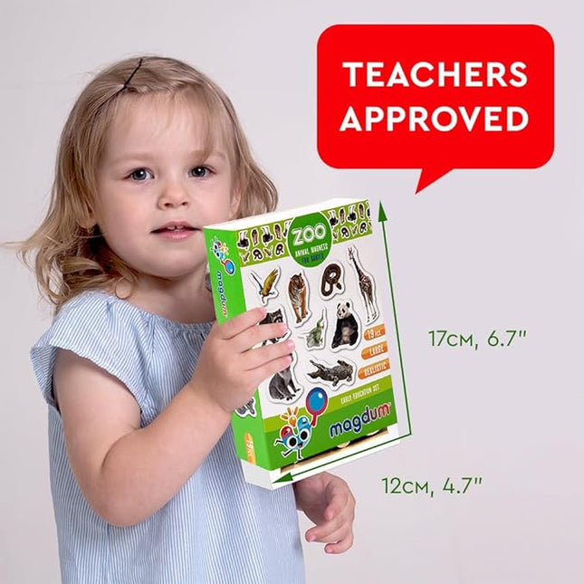 19 Fridge Magnets for Toddlers - Zoo Animal Magnets for Refrigerator - Real Zoo Animal Magnets for Children - Big Realistic Magnets for Kids - Learning Toy Set - Baby Educational Gift