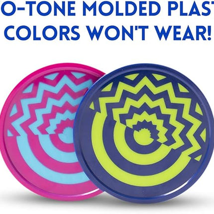 Vivid Two-Tone Air Hockey Pucks (2-Pack) | Wear-Proof Molded Psychedelic Patterns and Designs | Large 3.25-inch Pucks for Standard Air Hockey Tables | Perfect Addition to Game Rooms and Arcades