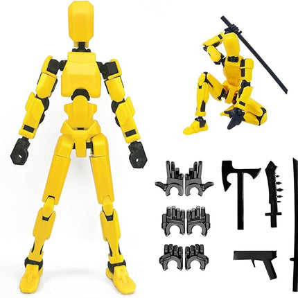Titan13 Action Figure, Lucky Robot 13 Action Figures, 3D Printed Multi-Jointed Movable Action Figure, Dummy Robot 13 Figures Toy for Desktop Decorations Game Gifts (Yellow)