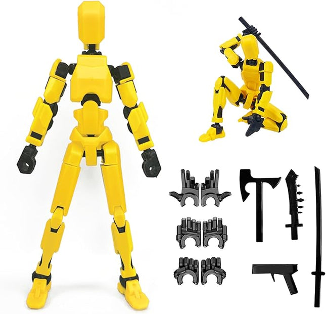 Titan 13 Action Figure, Lucky Robot 13 Action Figures, 3D Printed Multi-Articular Action Figures, Robot 13 Figure for Boy, Action Figure for Desktop Decorations (Yellow)
