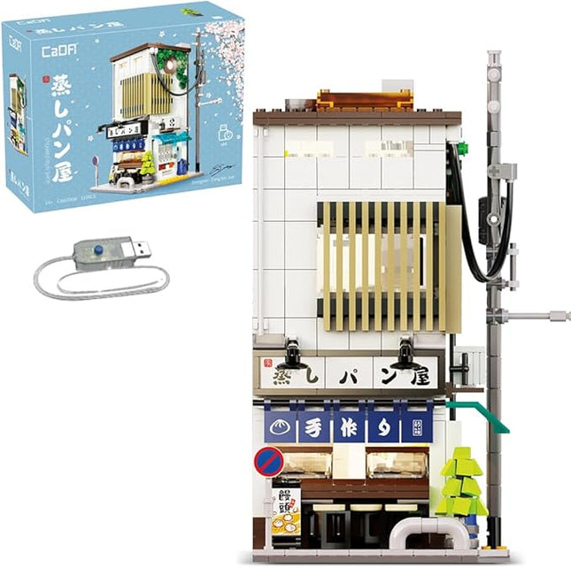 CaDA Master C66006W Japanese Bun House Building Set,MOC Construction Baozi Shop Brick Toy,1108PCS City House Block Kits for Adults