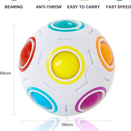 Vdealen Magic Rainbow Puzzle Ball, Fidget Ball Puzzle Brain Teaser Fidget Toy for Boys & Girls- Birthday Party Valentines Easter Christmas Stocking Stuffers for Kids Teen & Adults-2 Pack