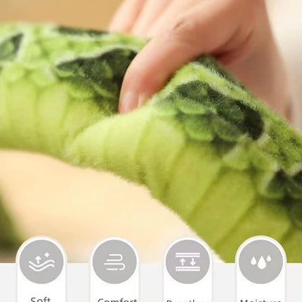 FRANKIEZHOU Realistic Snake Stuffed Animal-78.74" Green Anaconda Plush Toy,Fake Snake,Soft Lifelike Cute,Funny Toys,Tails Plush,Prank Stuff,Boy Toys,Gifts for Friends,Unique Home Decor