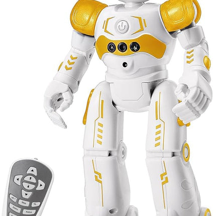 KingsDragon RC Robot Toys for Kids, Gesture & Sensing Programmable Remote Control Smart Robot for Age 3 4 5 6 7 8 Year Old Boys Girls Birthday Gift Present,Yellow