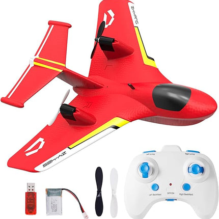 Remote Control Wireless Airplane Toy, Gravity Gliders Airplane With Lights, Rc Plane For Water Land & Air, Rc Float Plane, 2.4G 2 Channels Rc Remote Control Fighter Model Toy For Adults Kids (Red)