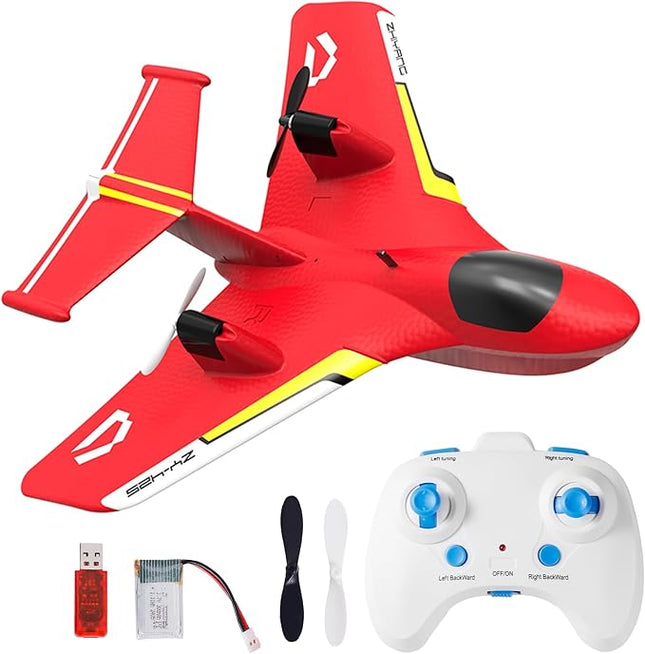 Remote Control Wireless Airplane Toy, Gravity Gliders Airplane With Lights, Rc Plane For Water Land & Air, Rc Float Plane, 2.4G 2 Channels Rc Remote Control Fighter Model Toy For Adults Kids (Red)