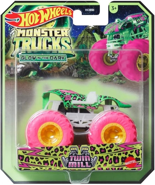 Hot Wheels Monster Trucks Glow in The Dark 1:64 Scale Trucks Twin Mill 2024