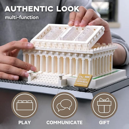 Architectural Lincoln Memorial Large Collection Building Set Model Kit and Gift for Adults (973 Pieces)