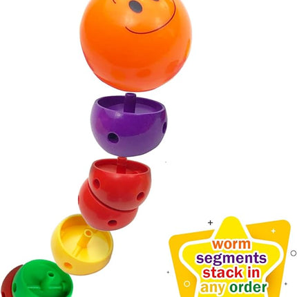 Skoolzy Rainbow Caterpillar Building Toy - Build Fine Motor Skills Color Sorting ADHD Anxiety Fidget Learning Toys to Relieve Stress for Toddlers Kids & Adults Gift for Children, Boy & Girl