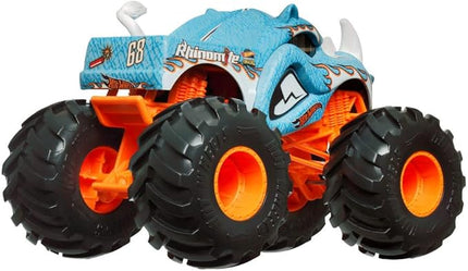Hot Wheels Toy Monster Trucks Oversized Rhinomite 2024, 1:24 Scale Die-Cast, Blue, Orange, White