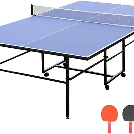Table Tennis Table 4.5 FT / 6 FT / 8 FT / 9 FT Foldable Portable Ping Pong Table with 2 Table Tennis Paddles 3 Balls and Net for Indoor Outdoor Games