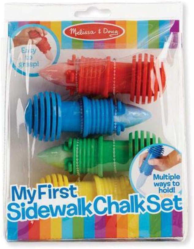 Melissa & Doug My First Sidewalk Chalk Set with Holders - 4 Chalk Sticks and 4 Holders