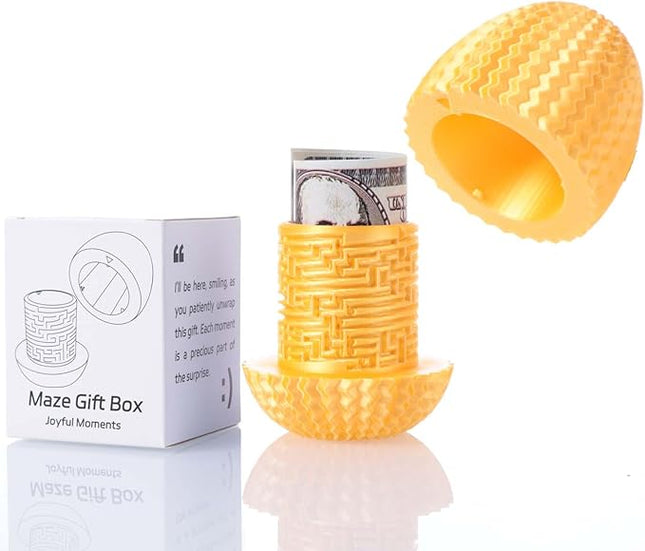 Egg-Shaped Maze Gift Box - Money Box for Cash Gifts, Puzzle Box for Boys & Girls, Easter Gift Box with Hidden Compartments, Easter Present for Birthdays & Special Occasions (Gold)