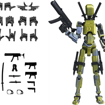 Pre-Assembly 3D Printed 5.54'' Stick 13 Action Figure, Multi-Jointed Tian13, Articulated T13 Desktop Decoration,12 in 1 d13 Accessories, Best Birthday Festival Gift