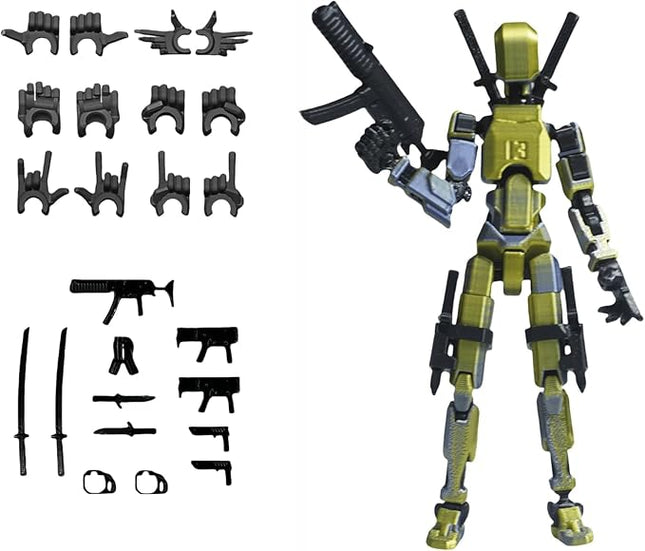 Pre-Assembly 3D Printed 5.54'' Stick 13 Action Figure, Multi-Jointed Tian13, Articulated T13 Desktop Decoration,12 in 1 d13 Accessories, Best Birthday Festival Gift