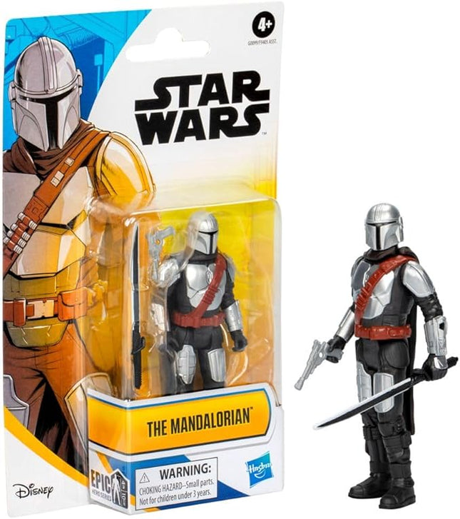 STAR WARS Epic Hero Series The Mandalorian 4-Inch Action Figure & 2 Accessories, Toys for 4 Year Old Boys and Girls