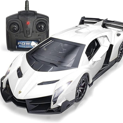 QUN FENG Remote Control RC CAR Racing Cars Compatible with Lamborghini Veneno Officially Licensed 1:24 Toy RC Cars Model Vehicle for Boys 6,7,8 Years Old,White
