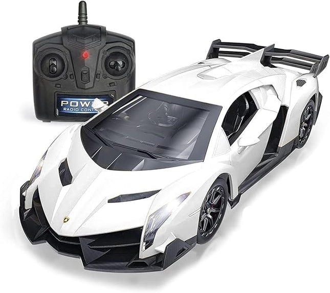 QUN FENG Remote Control RC CAR Racing Cars Compatible with Lamborghini Veneno Officially Licensed 1:24 Toy RC Cars Model Vehicle for Boys 6,7,8 Years Old,White