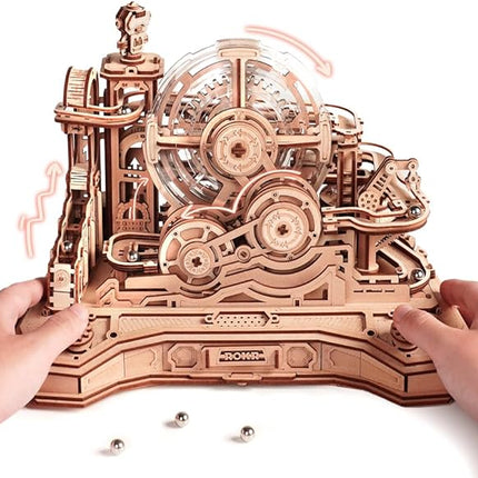 ROKR 3D Wooden Puzzle for Adults, Wooden Marble Run Set, Model Building Kits, Christmas Birthday Gifts for Teens and Adults, DIY Gear Ball Challenge