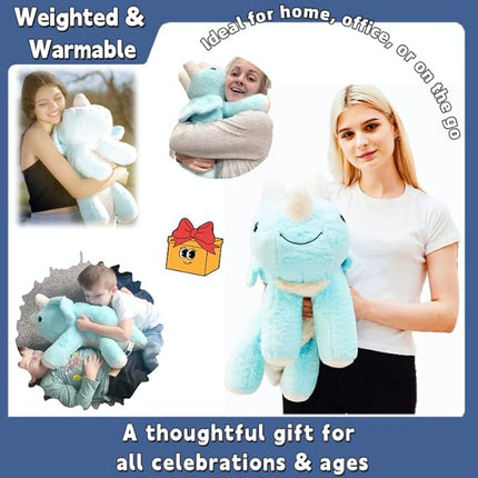 uoozii 24" | 5 Pounds Blue Dinosaur Weighted Stuffed Animals with Unscented Microwavable Heating Pad, Cute Coolable Heatable Weighted Plush Warm Gift for Kids & Adults