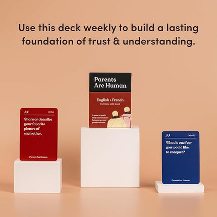 Parents Are Human, Relationship Cards, Get to Know Each Other Better, Parents, Adults, Families, & Teens Relationship Building, Light & Deep Questions, 70 Questions & Activity Cards, English + French