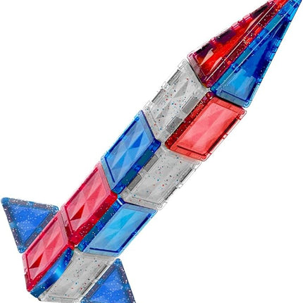 CreateOn Crayola Red, White & Blue Glitter PIP Magnetic Tiles, Magnetic Kids’ Building Toys, Classroom Sensory Blocks, STEM Learning Travel Toys for Boys and Girls, 27-Piece Set