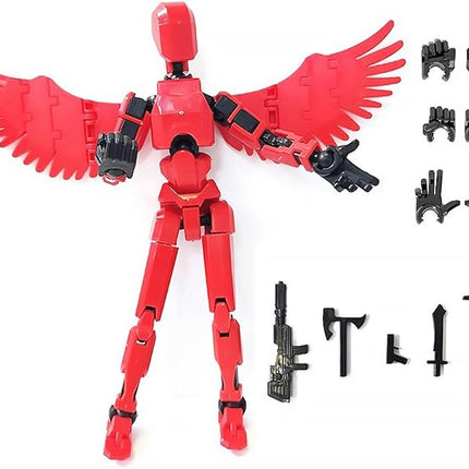 4PCS Action Figures Set 13 Luck 13 Action Figure Multi-Jointed Movable Toy for Kids (Wing-red)