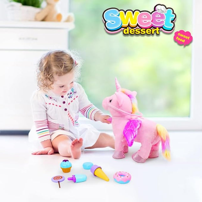 Remote Control Electronic Plush Unicorn Toy Pet for Girls 2-4 3-6 Years Old,Interactive Walking Wiggle Bottom,RC Leash Pink Unicorn Toy for 5 Years Old Toddler Kids Christmas Birthday Gift