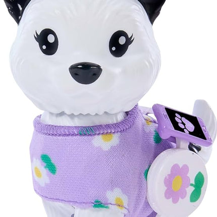 Barbie Twinning Looks Doll with Pet Dog in Matching Purple Daisy Clothes and Accessories for Both Like Flowers and Belt Bags, Black Hair