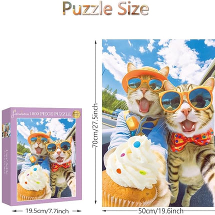1000 Pieces Jigsaw Puzzles for Adults and Teens and Kids Family Happy Time Cats' Selfie