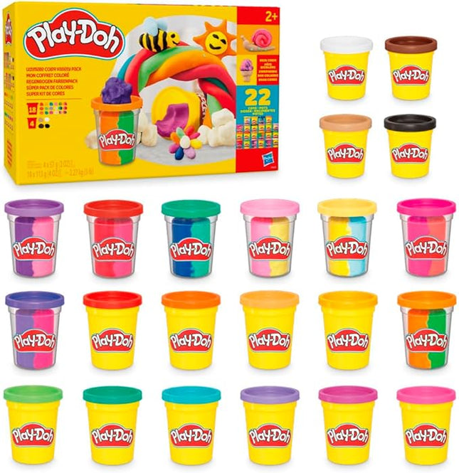 Play-Doh 22 Pack Ultimate Color Variety, Bulk Assorted Colors, 2 & 4 Ounce Modeling Compound Cans, Kids Arts & Crafts, Preschool Toys, Back to School Supplies, Ages 2+ (Amazon Exclusive)