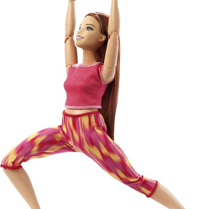 Barbie Made to Move Doll, Curvy, with 22 Flexible Joints & Long Straight Red Hair Wearing Athleisure-wear for Kids 3 to 7 Years Old