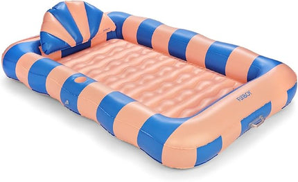 FUNBOY Tanning Pool Lounger Float, XL 72'' x 48'' Pool Float with Custom Pillow and Large Cup Holder, Perfect for Pool or Backyard.