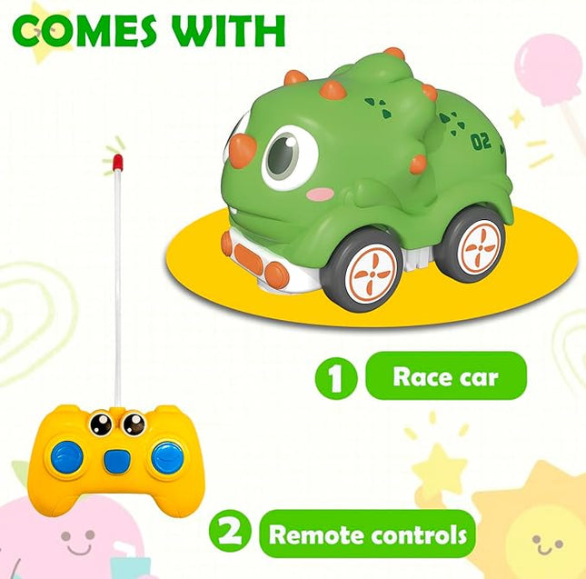 Remote Control Car for Toddlers 18M+, Safe & Durable Cartoon Silicone Crash-Resistant RC Car, Dinosaur Toys for 18M+ Boys & Girls, Christmas Birthday Gift Ideas for Kid Girls & Boys