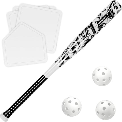 Grand Slam Set- Graffiti Plastic Bat, David Ortiz Backyard Baseball Set with 3 Balls, 4 Throw Down Bases
