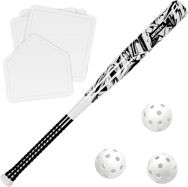 Grand Slam Set- Graffiti Plastic Bat, David Ortiz Backyard Baseball Set with 3 Balls, 4 Throw Down Bases